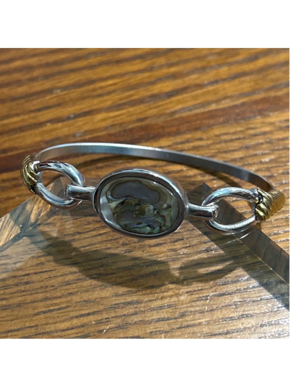 Women's Avon Bracelet One Size Silver Gold Abalone Shell